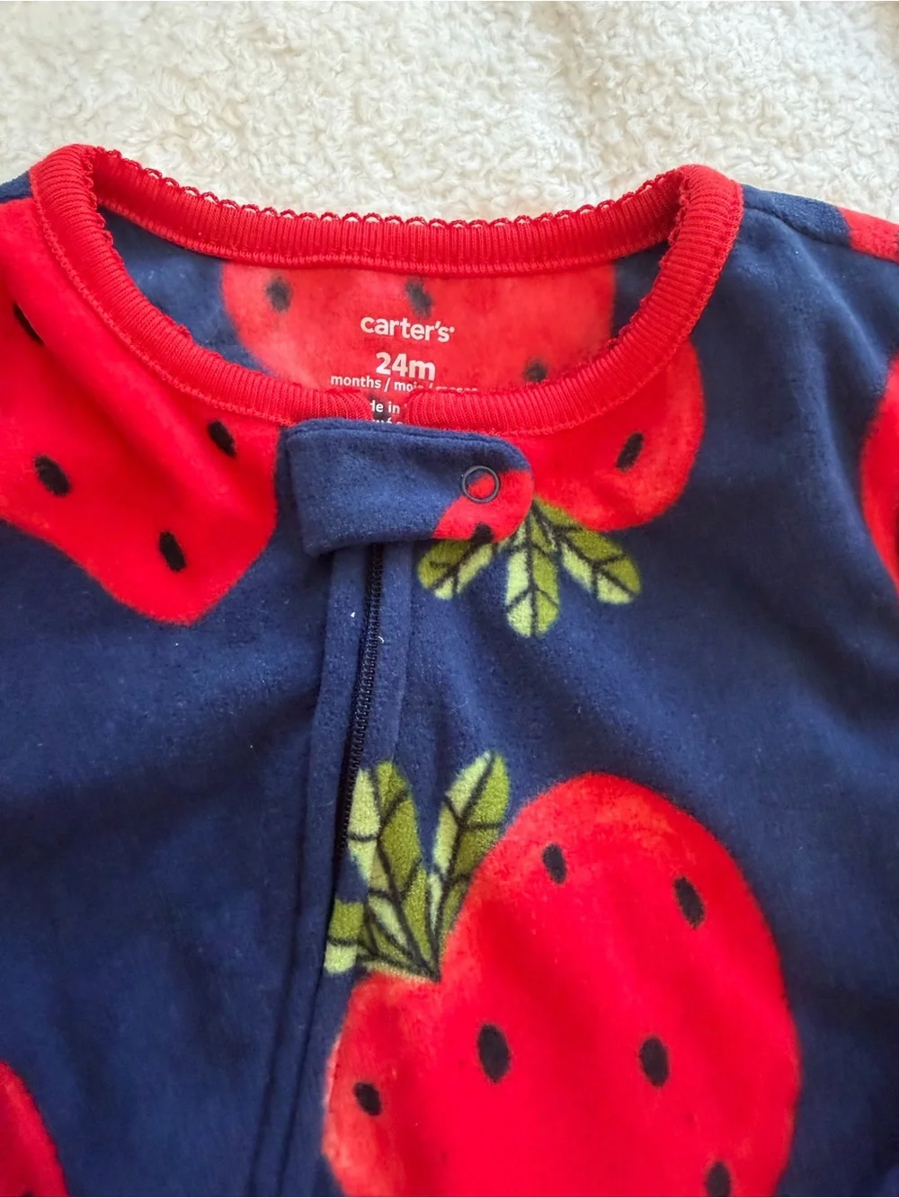 NWT Bundle 24M Girls Carter’s Strawberry Fleece and Okie Dokie Romper